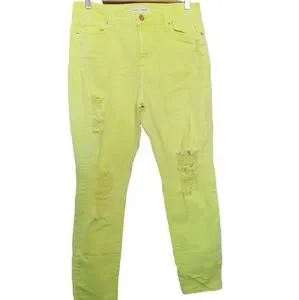 Almost Famous Jeans Neon Yellow Stretch Jeansripped